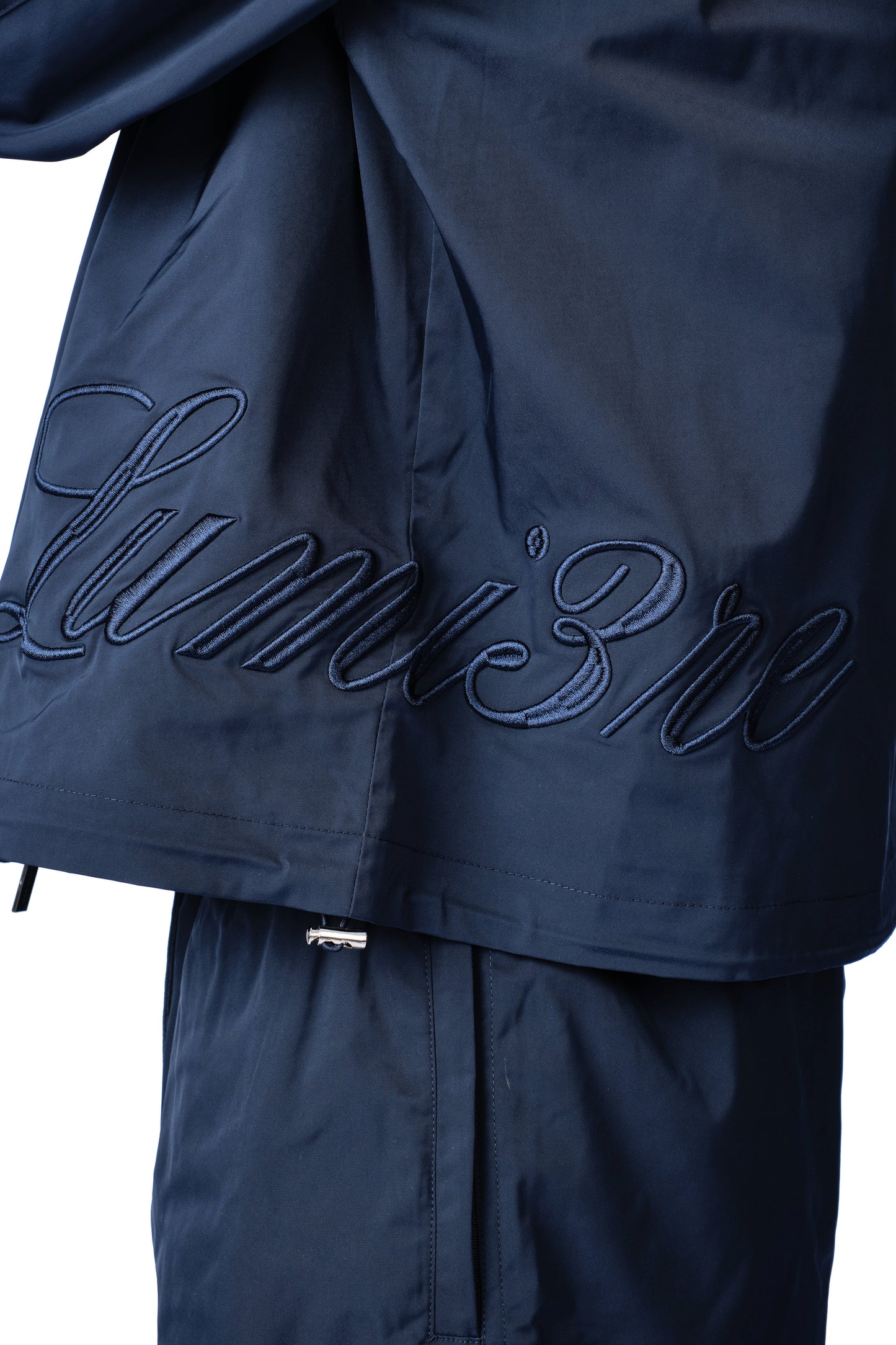 Side Logo Nylon Windbreaker Navy Blue