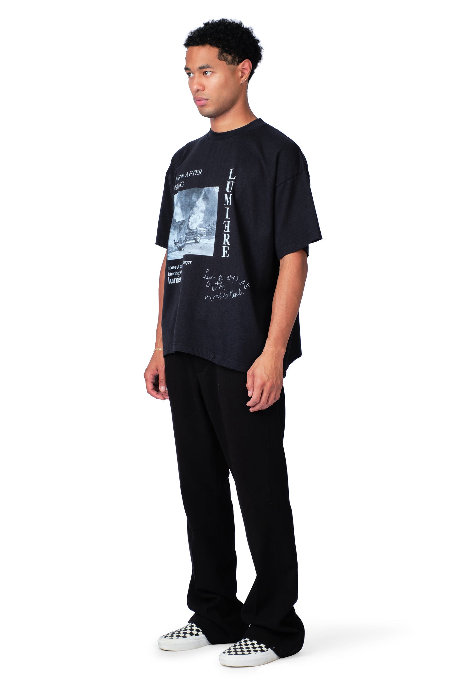 Burning Car T-shirt Washed Black