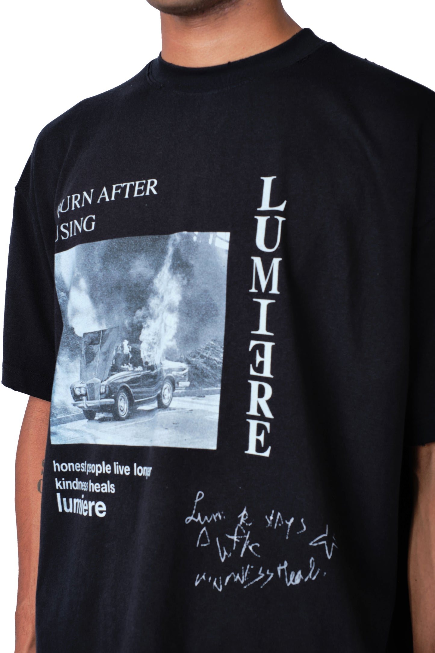 Burning Car T-shirt Washed Black
