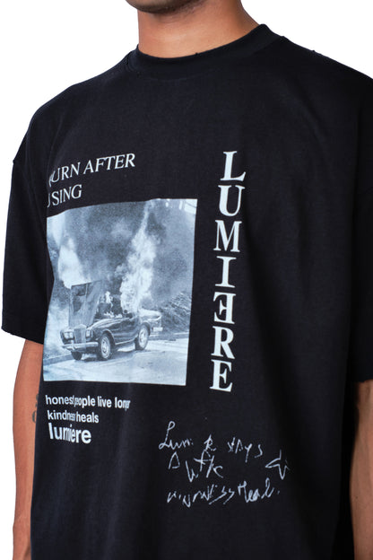 Burning Car T-shirt Washed Black