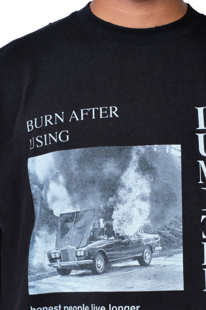 Burning Car T-shirt Washed Black
