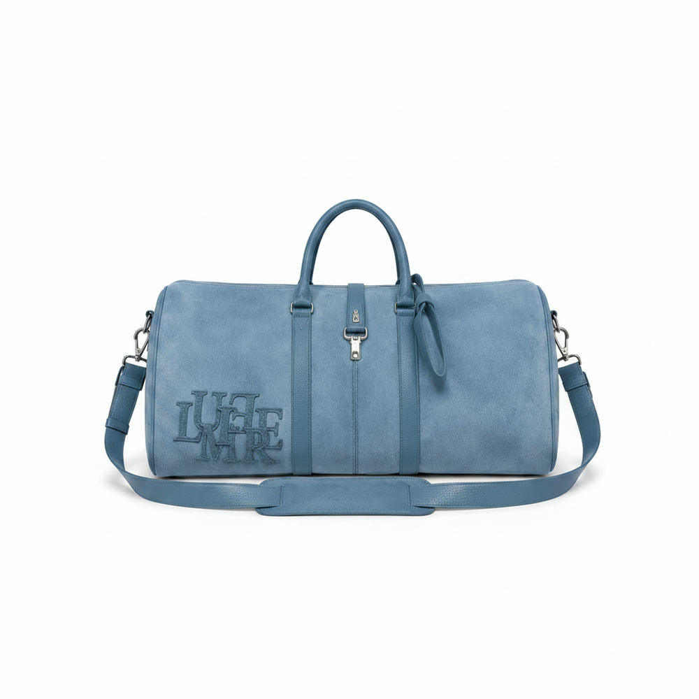 The Suede Patch Duffle Bag Light Blue