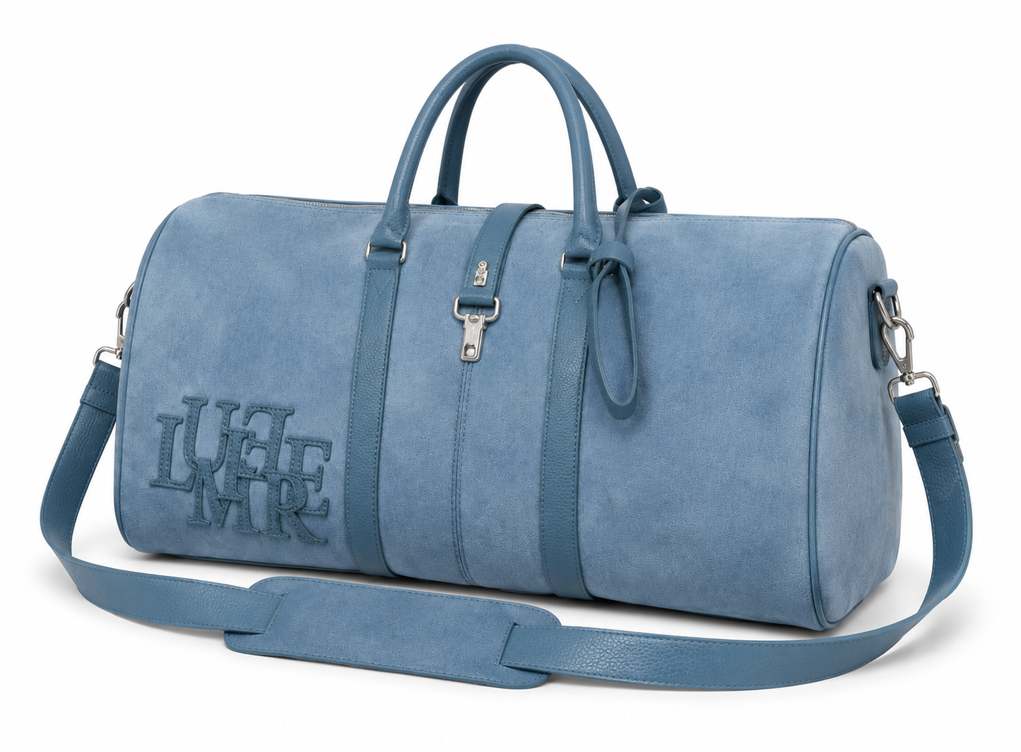 The Suede Patch Duffle Bag Light Blue