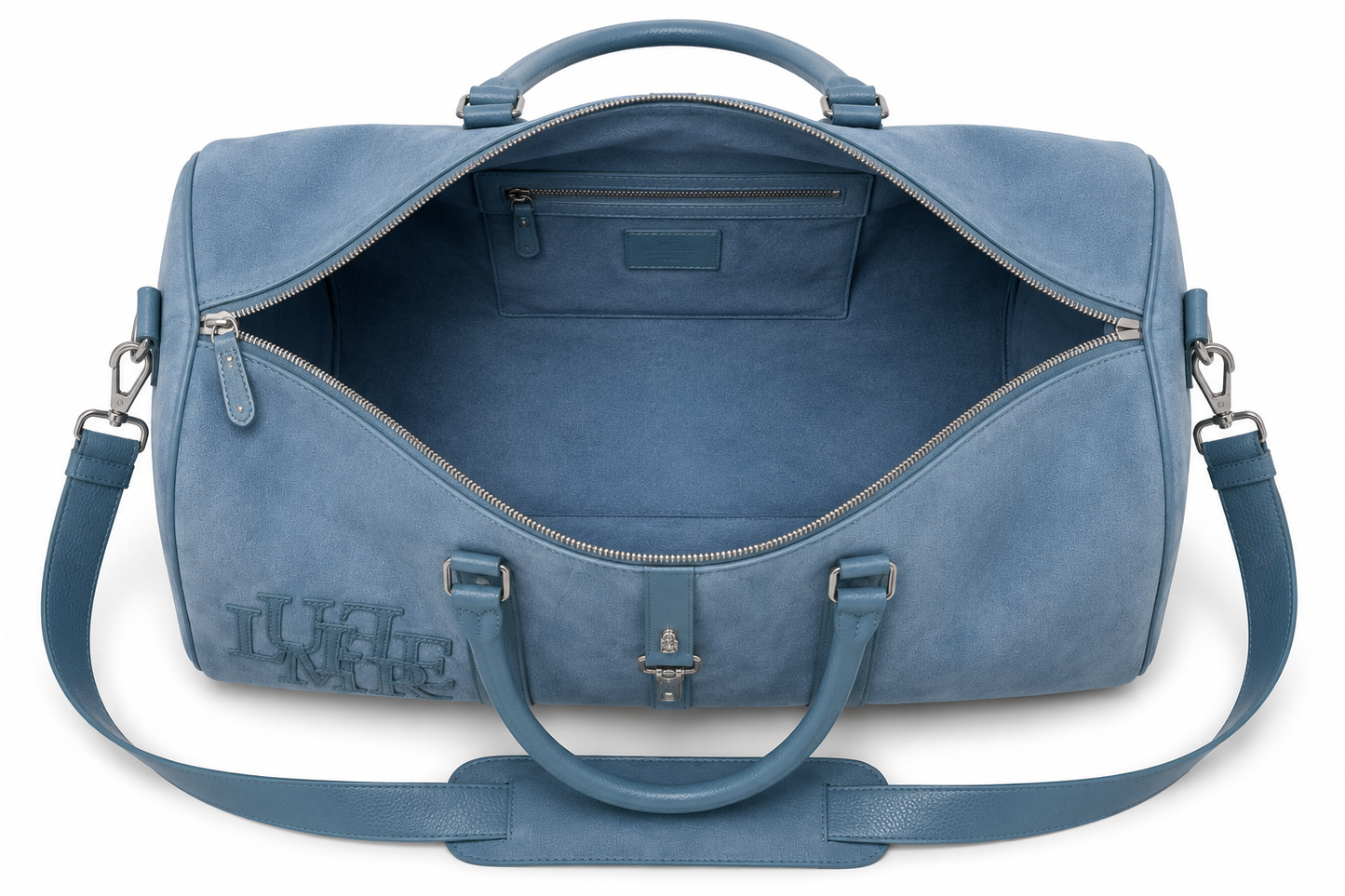 The Suede Patch Duffle Bag Light Blue