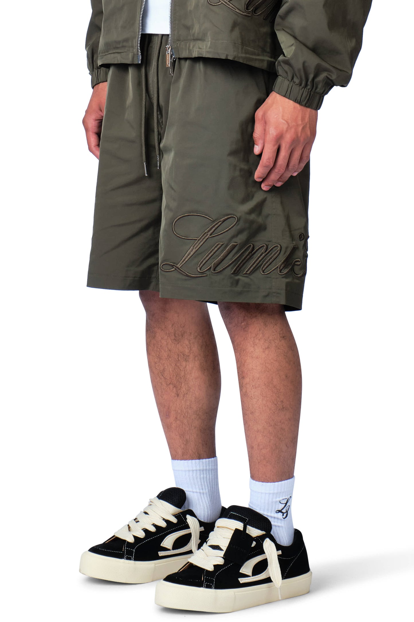 Side Logo Nylon Short Dark Green