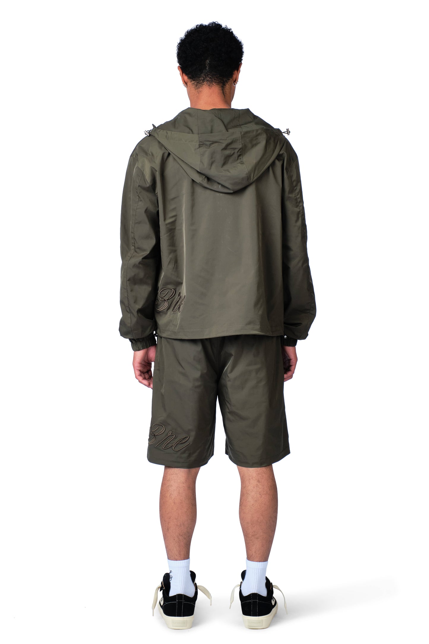 Side Logo Nylon Windbreaker Dark Green
