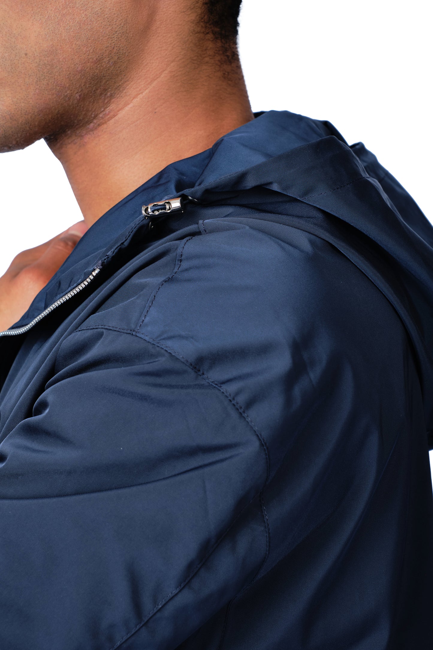 Side Logo Nylon Windbreaker Navy Blue