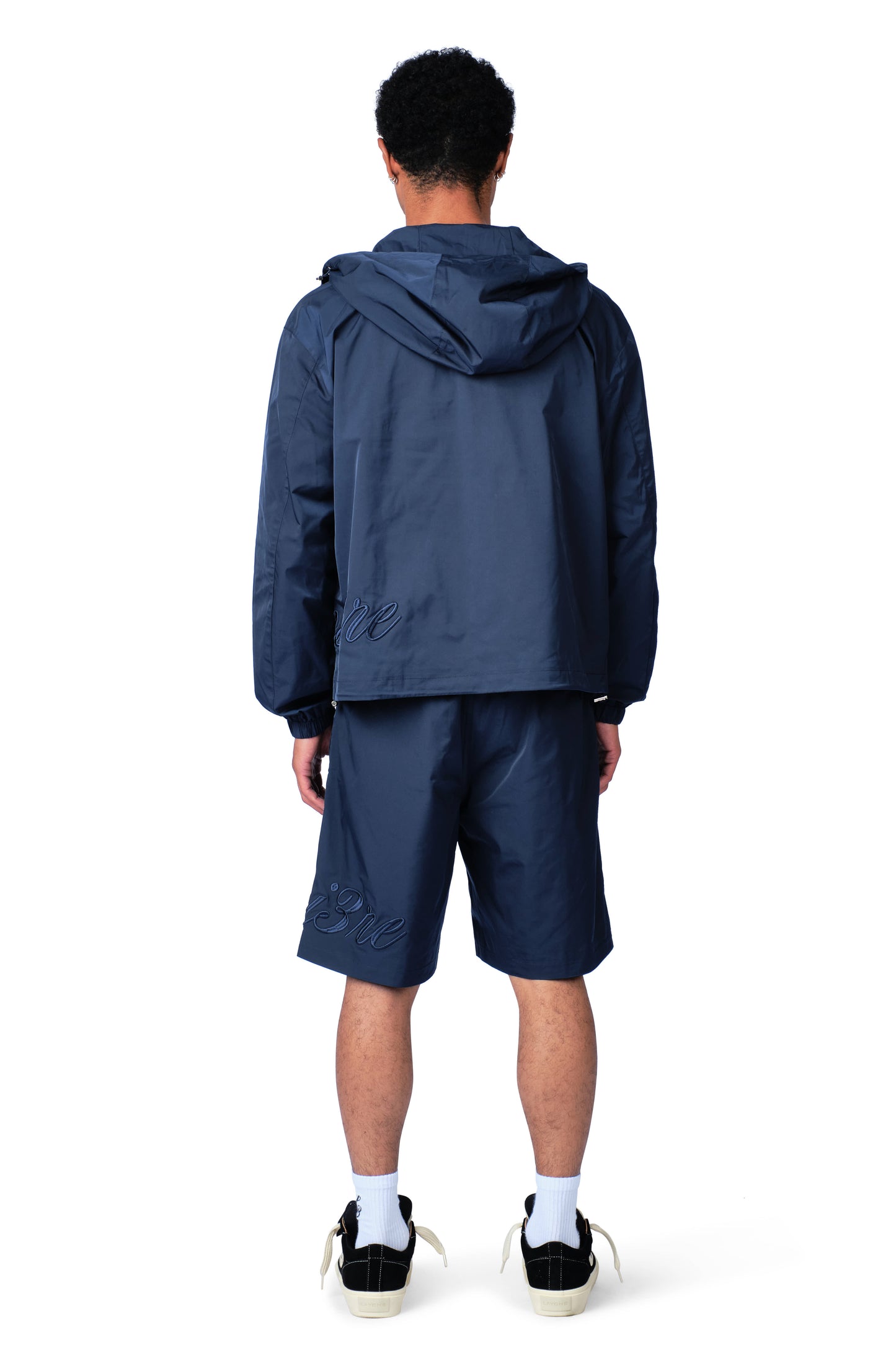 Side Logo Nylon Windbreaker Navy Blue