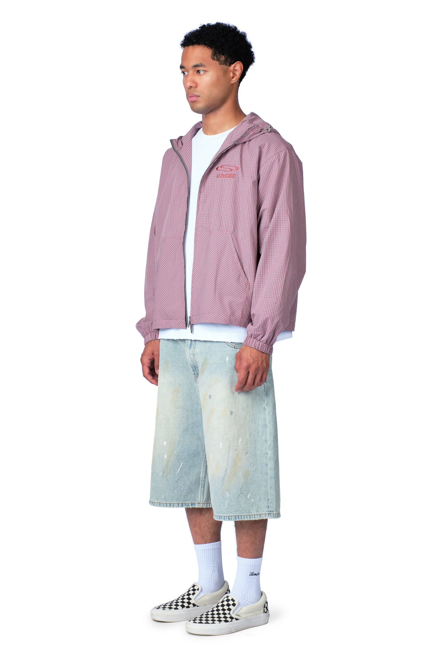 Wave Logo Plaid Windbreaker
