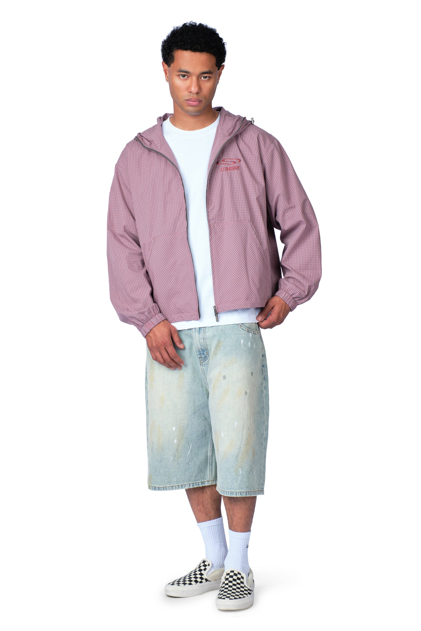 Wave Logo Plaid Windbreaker