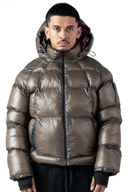 Brown Wave Logo Pattern Jacket