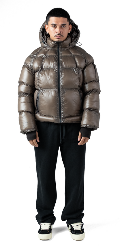 Brown Wave Logo Pattern Jacket