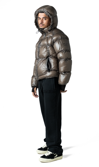 Brown Wave Logo Pattern Jacket