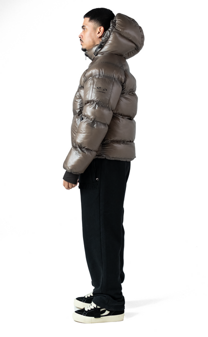 Brown Wave Logo Pattern Jacket