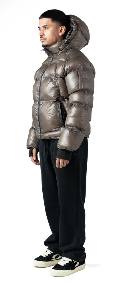 Brown Wave Logo Pattern Jacket