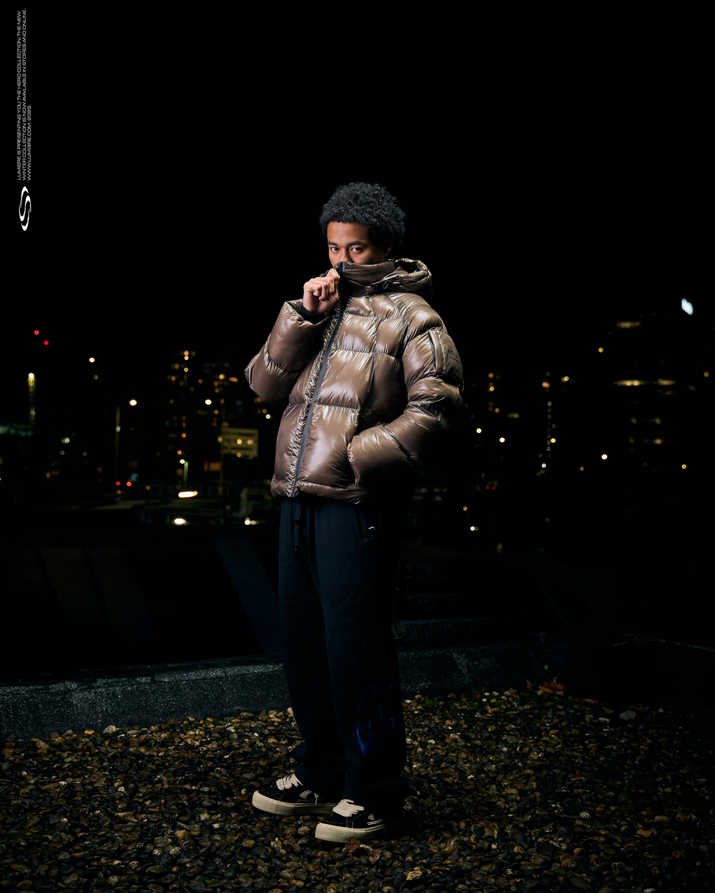 Brown Wave Logo Pattern Jacket