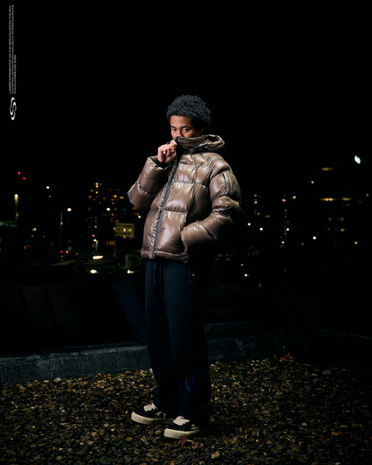 Brown Wave Logo Pattern Jacket