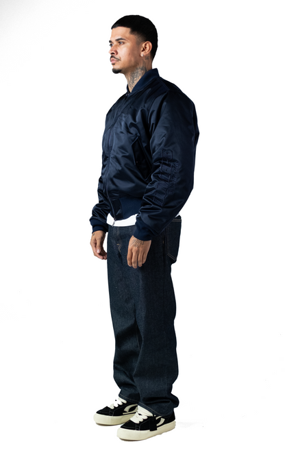 Republique Nylon Bomber Jacket Blue