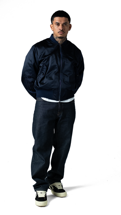 Republique Nylon Bomber Jacket Blue