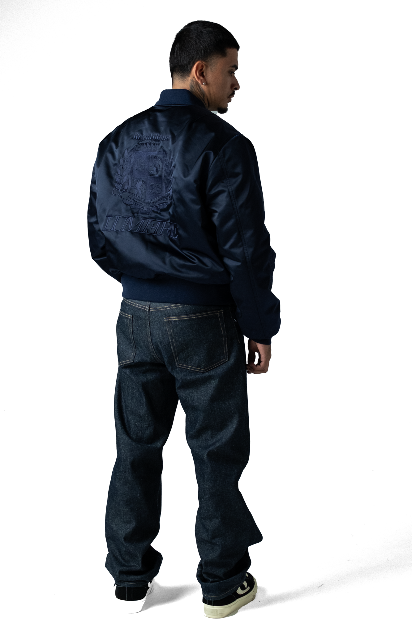 Republique Nylon Bomber Jacket Blue