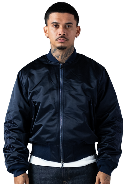 Republique Nylon Bomber Jacket Blue