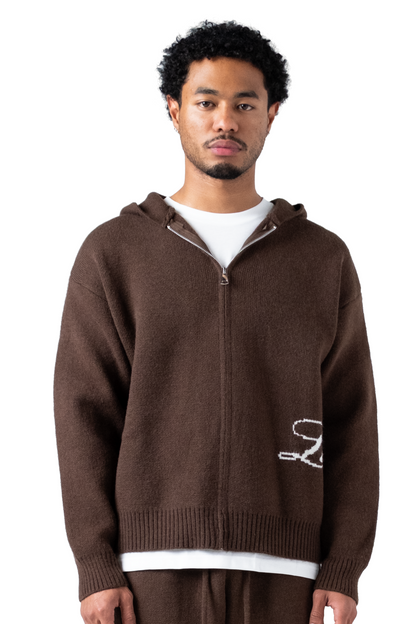 The Lumi3re Zipper Hoodie Brown