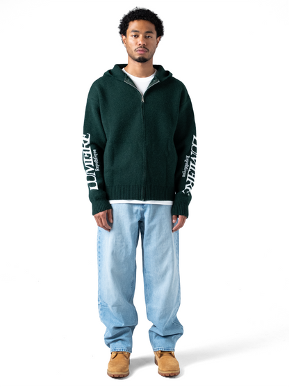The Republique Knitted Zipper Hoodie Green