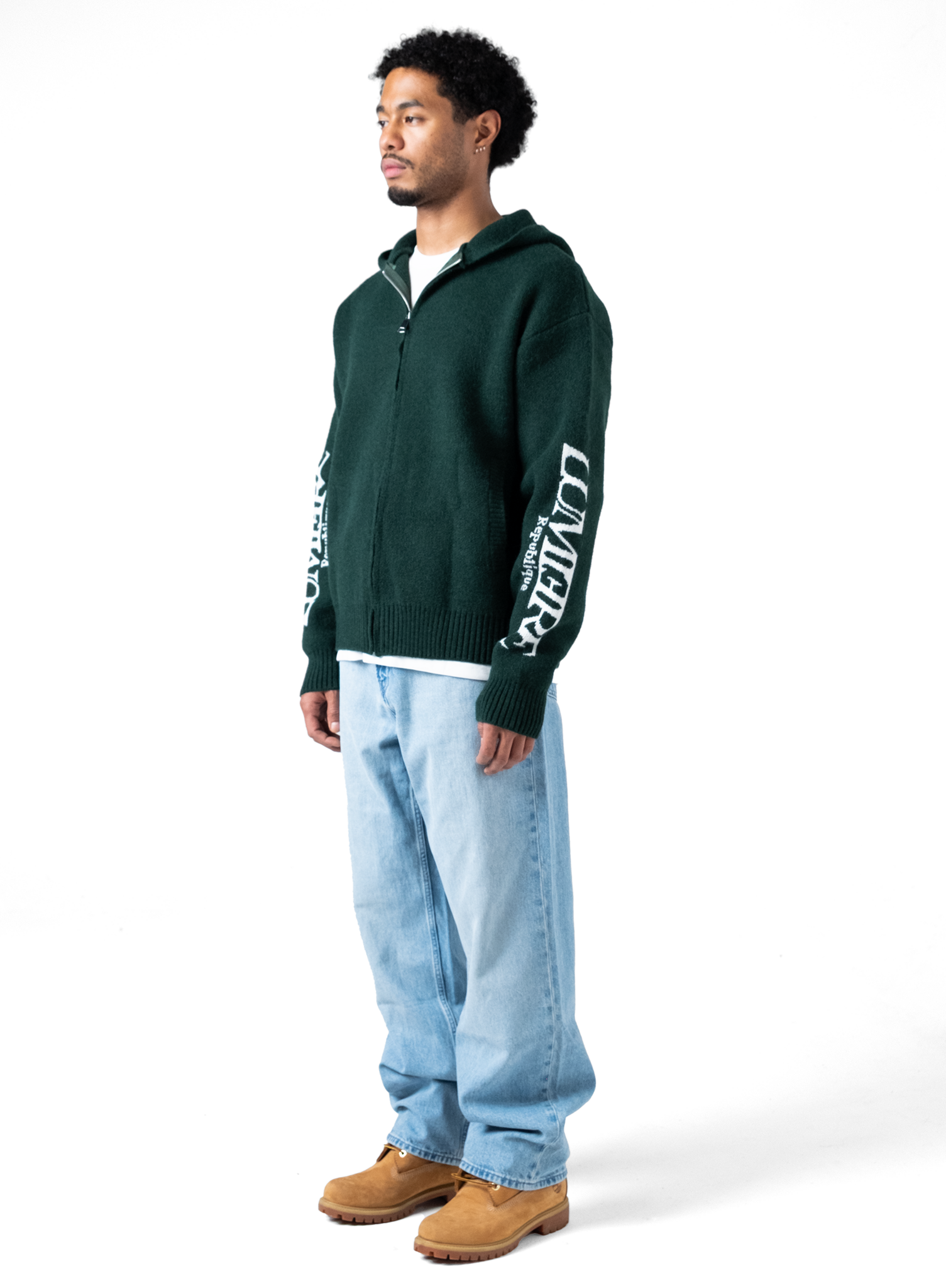 The Republique Knitted Zipper Hoodie Green