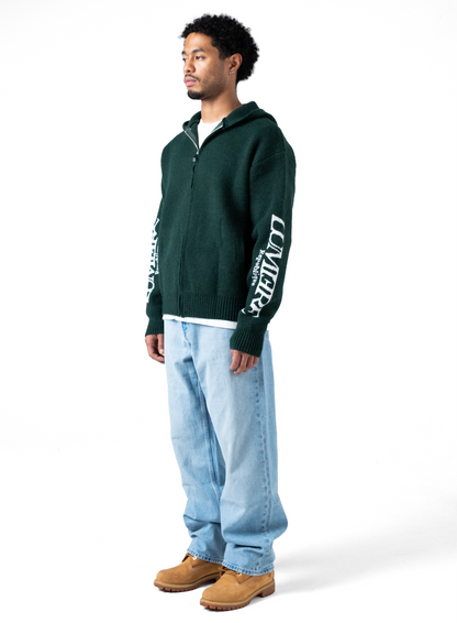 The Republique Knitted Zipper Hoodie Green