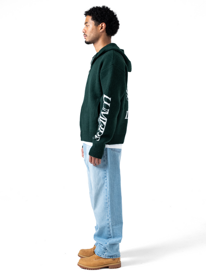 The Republique Knitted Zipper Hoodie Green