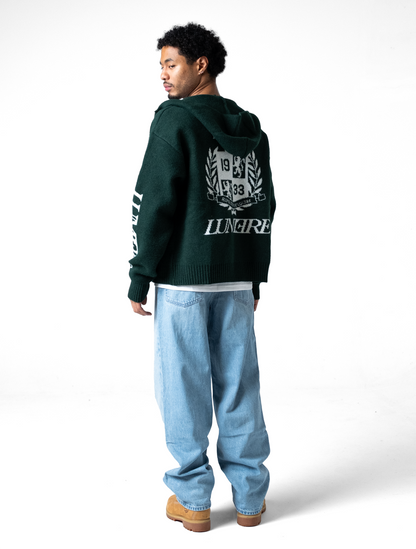 The Republique Knitted Zipper Hoodie Green