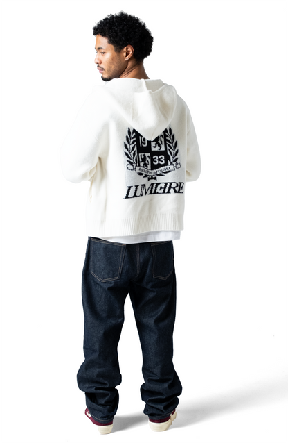 The Republique Knitted Zipper Hoodie White