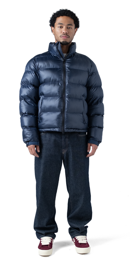 The Wave Hoodless Puffer Jacket Blue