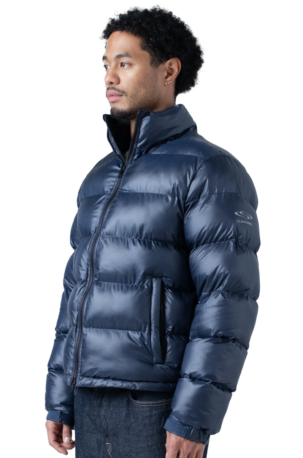The Wave Hoodless Puffer Jacket Blue