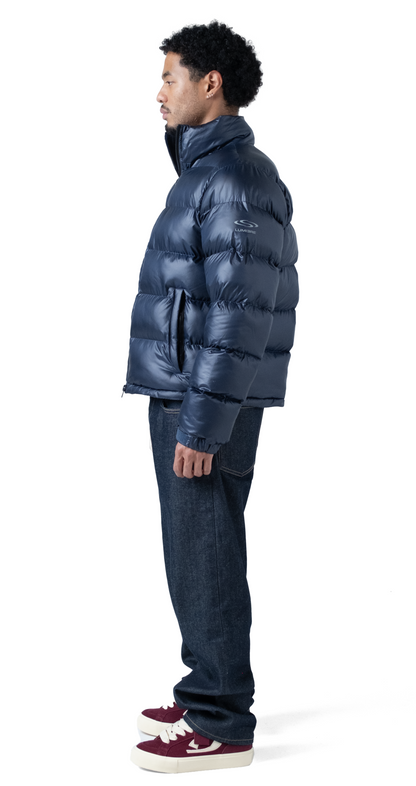 The Wave Hoodless Puffer Jacket Blue