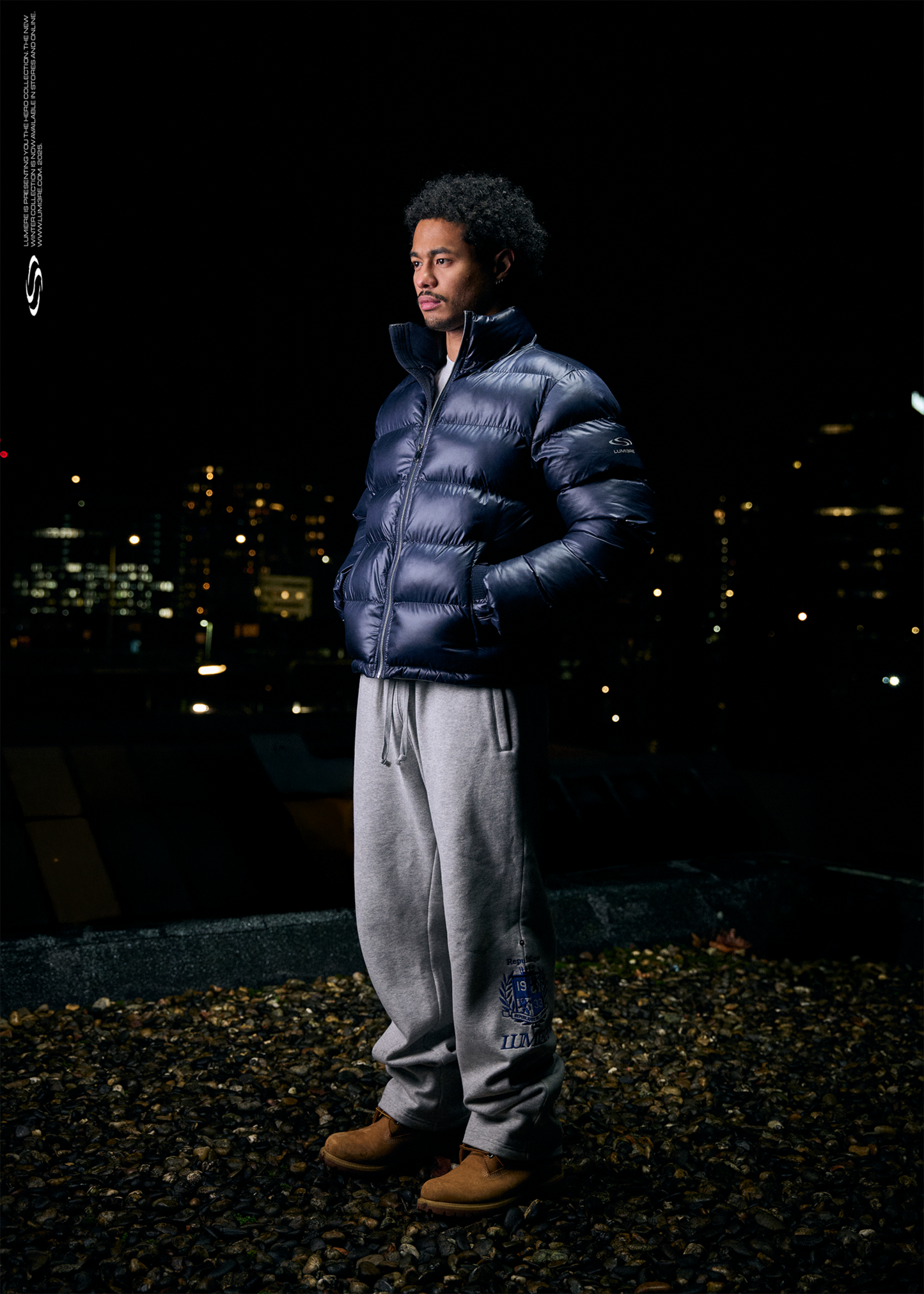 The Wave Hoodless Puffer Jacket Blue