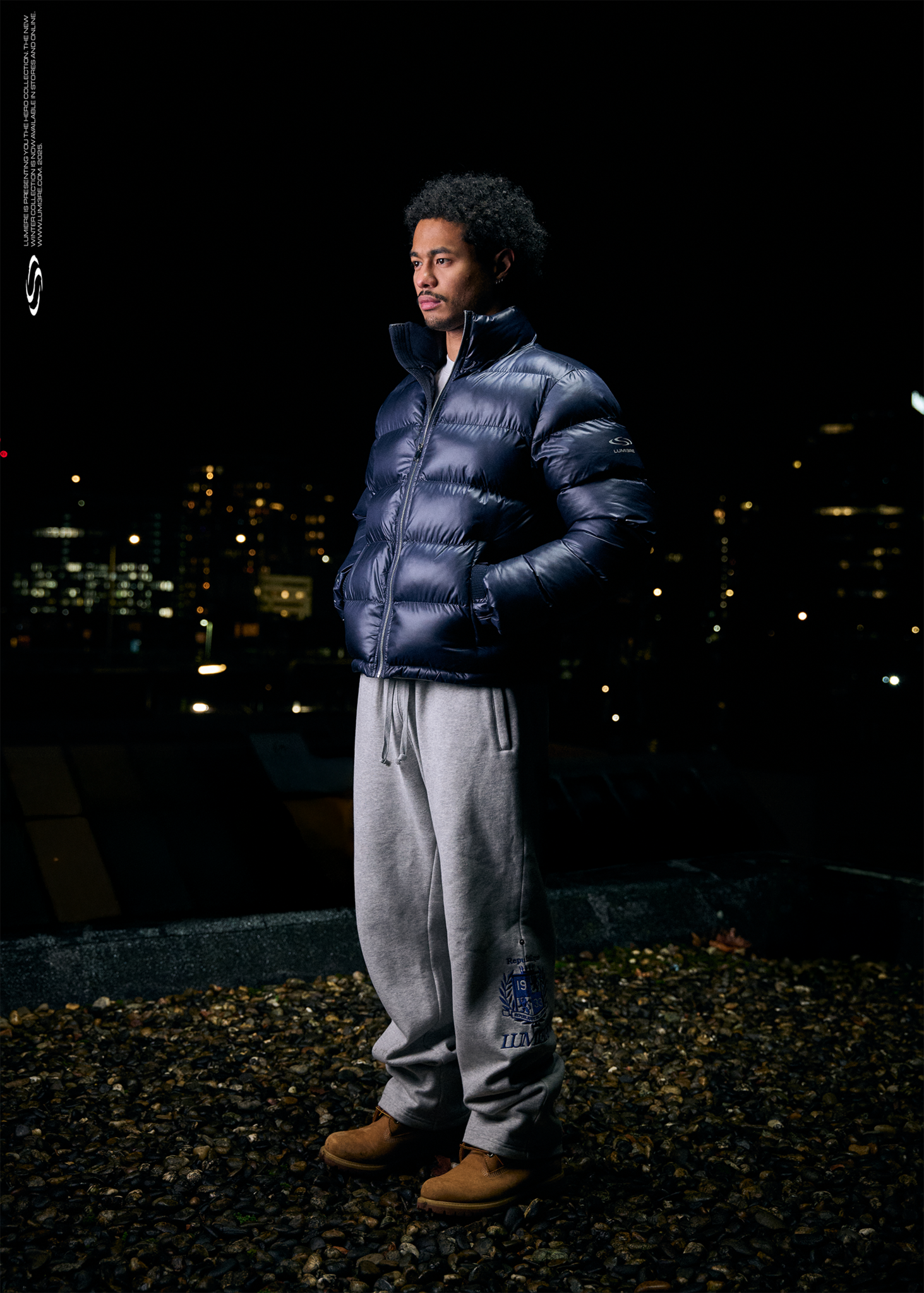The Wave Hoodless Puffer Jacket Blue