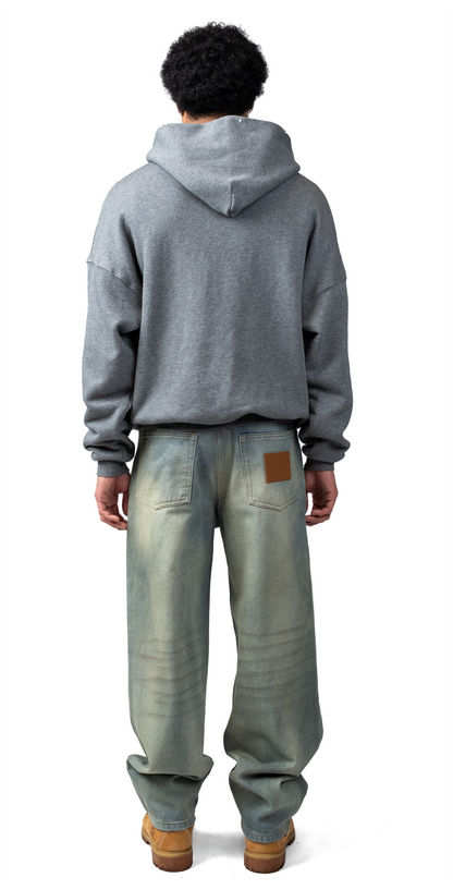 Vintage Washed Wave Hoodie Grey