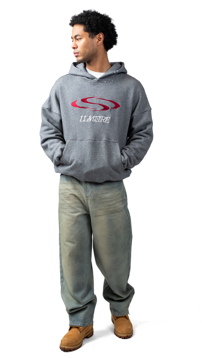 Vintage Washed Wave Hoodie Grey