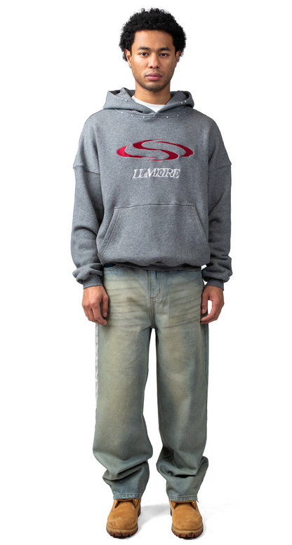 Vintage Washed Wave Hoodie Grey