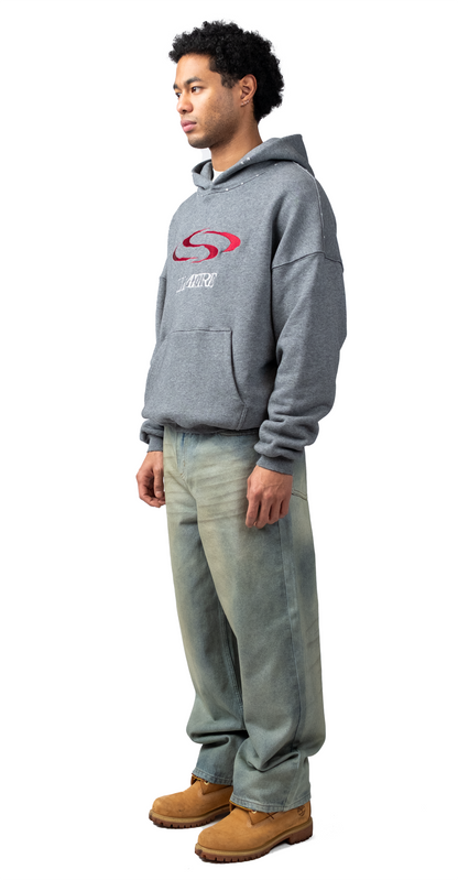 Vintage Washed Wave Hoodie Grey