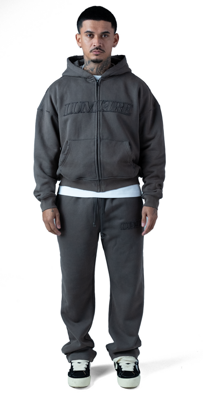 Washed Grey Lumi3re Logo Zipper Tracksuit