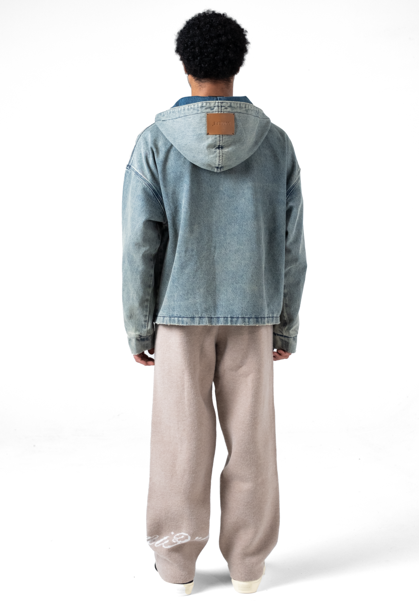 Washed Loop Logo Hooded Denim jacket