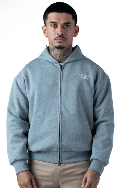 Wave Logo Plaid Hoodie Grey