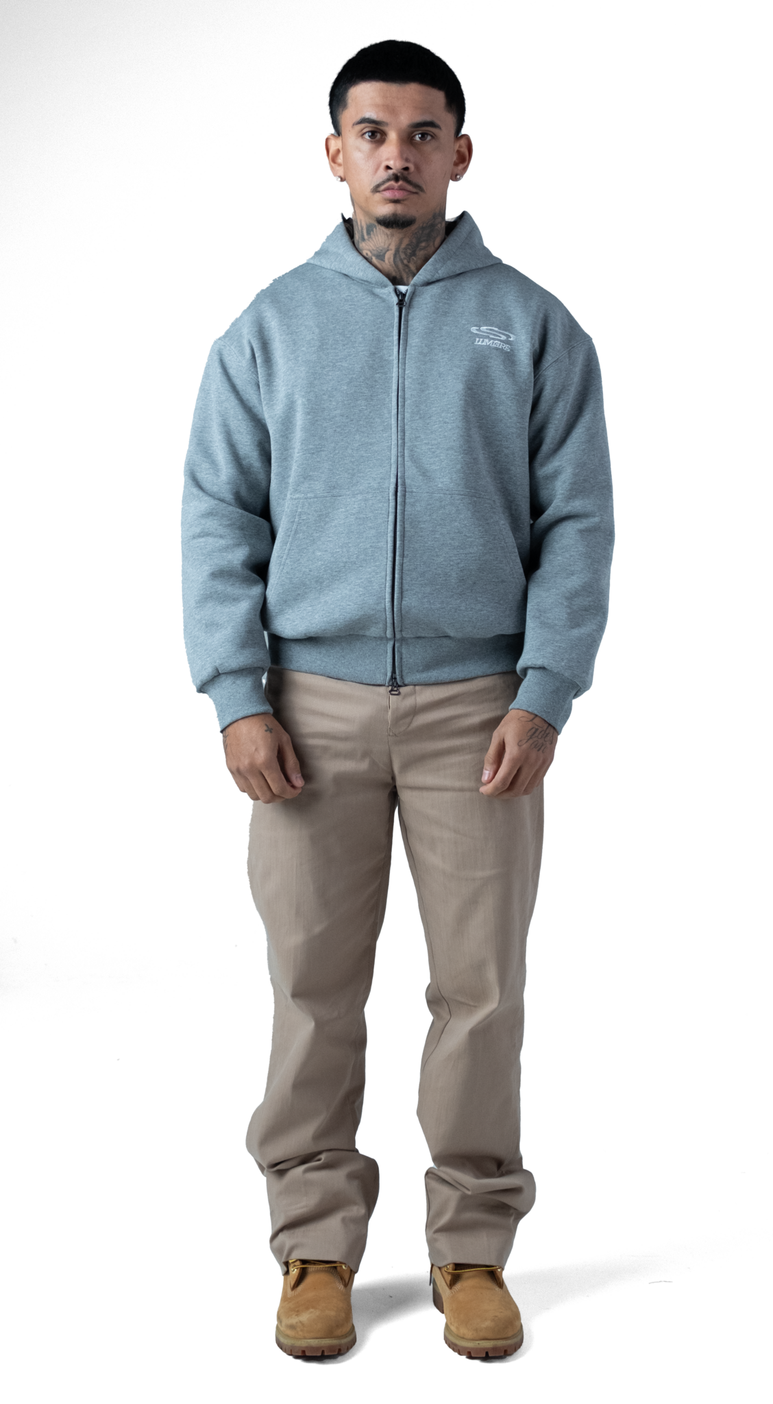 Wave Logo Plaid Hoodie Grey