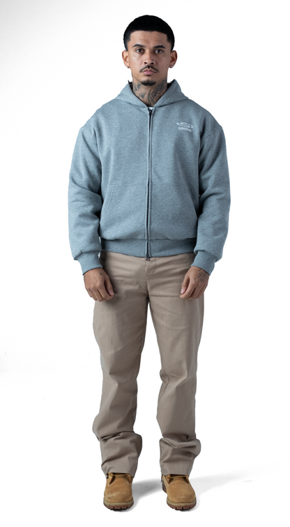 Wave Logo Plaid Hoodie Grey