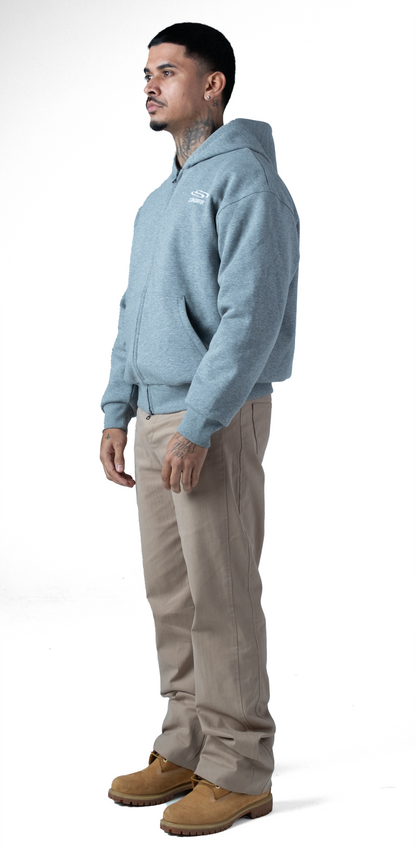 Wave Logo Plaid Hoodie Grey