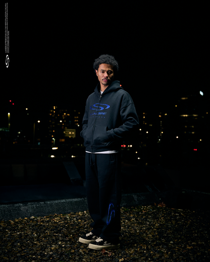 Wave Logo Zipper Tracksuit Black